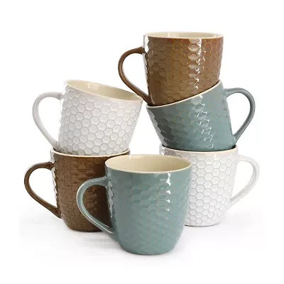 Elama Honey Bee 6 Piece Assorted 6-pc. Geometric Coffee Mug