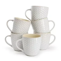 Elama Honeycomb 6 Piece White 6-pc. Geometric Coffee Mug