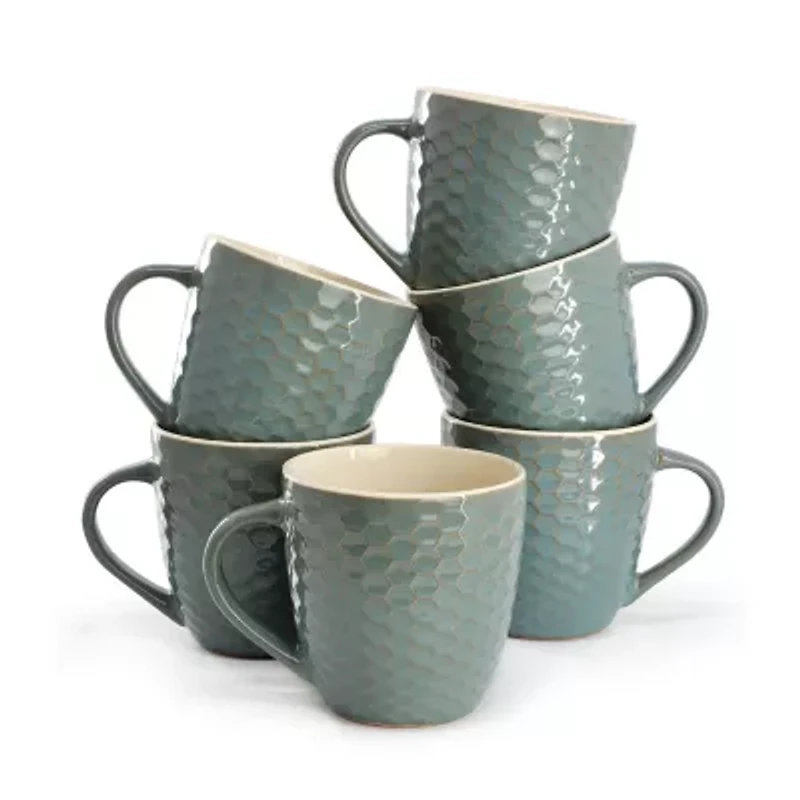Elama Honeycomb 6 Piece Turquoise 6-pc. Geometric Coffee Mug