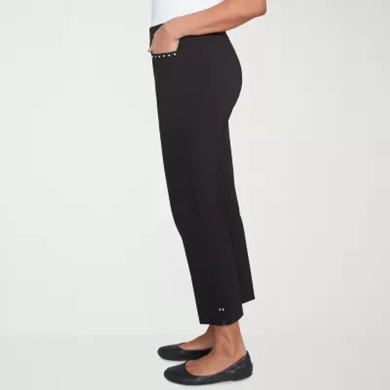 Alfred Dunner Natural Instinct Womens Stretch Fabric Straight Ankle Pant