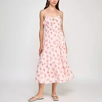 Trixxi Womens Juniors Sleeveless Floral Midi Fit + Flare Dress