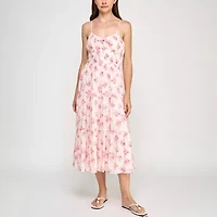 Trixxi Womens Juniors Sleeveless Floral Midi Fit + Flare Dress