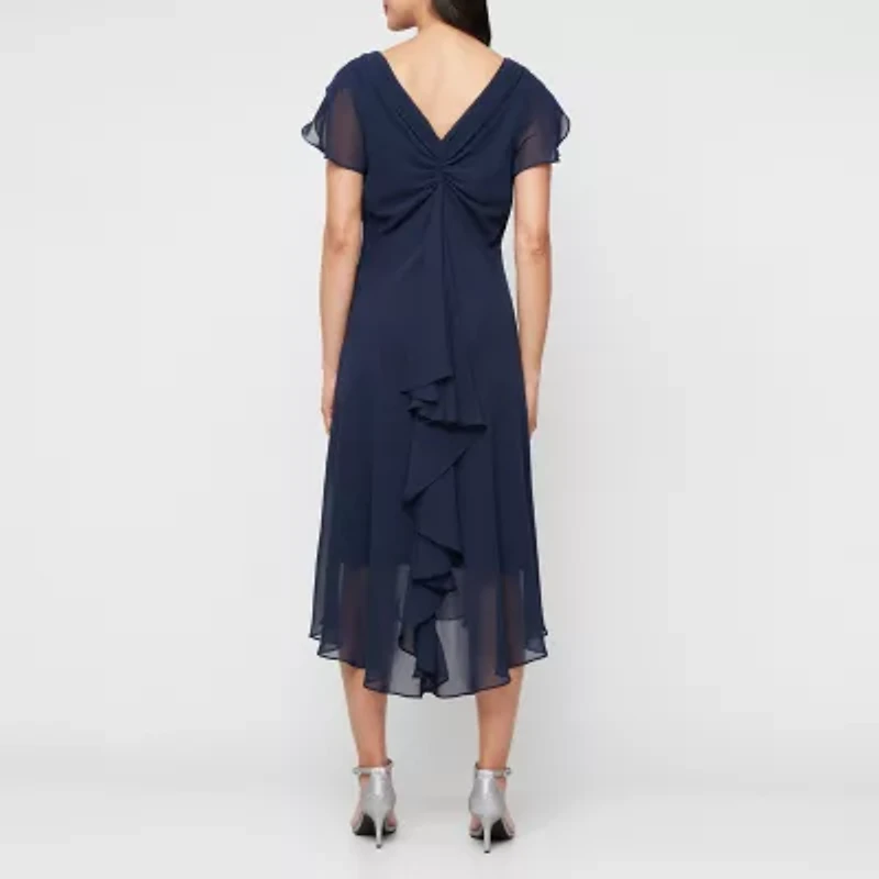 S. L. Fashions Womens Short Sleeve Midi Shift Dress
