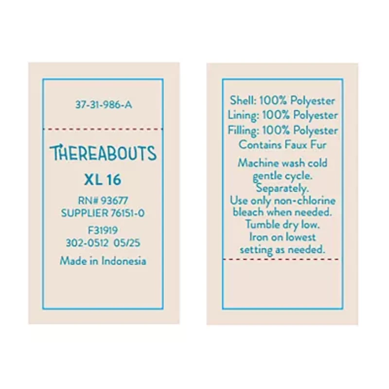 Thereabouts Little & Big Kid Girls Water Resistant Heavyweight Puffer Jacket