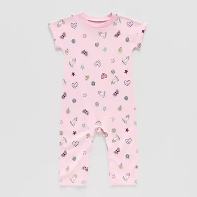 Okie Dokie Baby Girls Round Neck Short Sleeve Jumpsuit