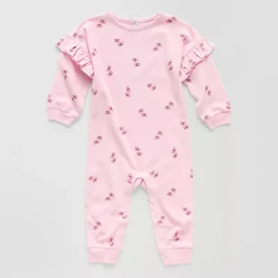 Okie Dokie Baby Girls Round Neck Long Sleeve Jumpsuit