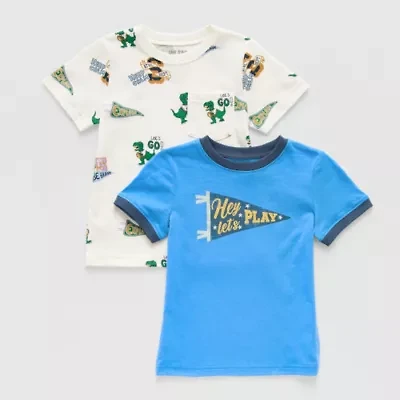Okie Dokie Toddler & Little Boys Crew Neck Short Sleeve Regular Fit 2-pc. Graphic T-Shirt