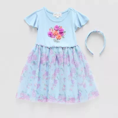 Btween Toddler Girls Short Sleeve Flutter A-Line Dress