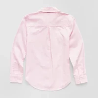 Thereabouts Little & Big Kid Girls Long Sleeve Cuffed Regular Fit Button-Down Shirt