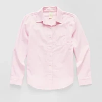 Thereabouts Little & Big Kid Girls Long Sleeve Cuffed Regular Fit Button-Down Shirt