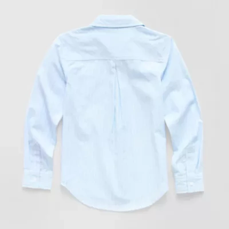 Thereabouts Little & Big Kid Girls Long Sleeve Cuffed Regular Fit Button-Down Shirt