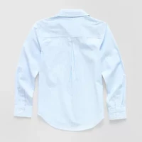 Thereabouts Little & Big Kid Girls Long Sleeve Cuffed Regular Fit Button-Down Shirt