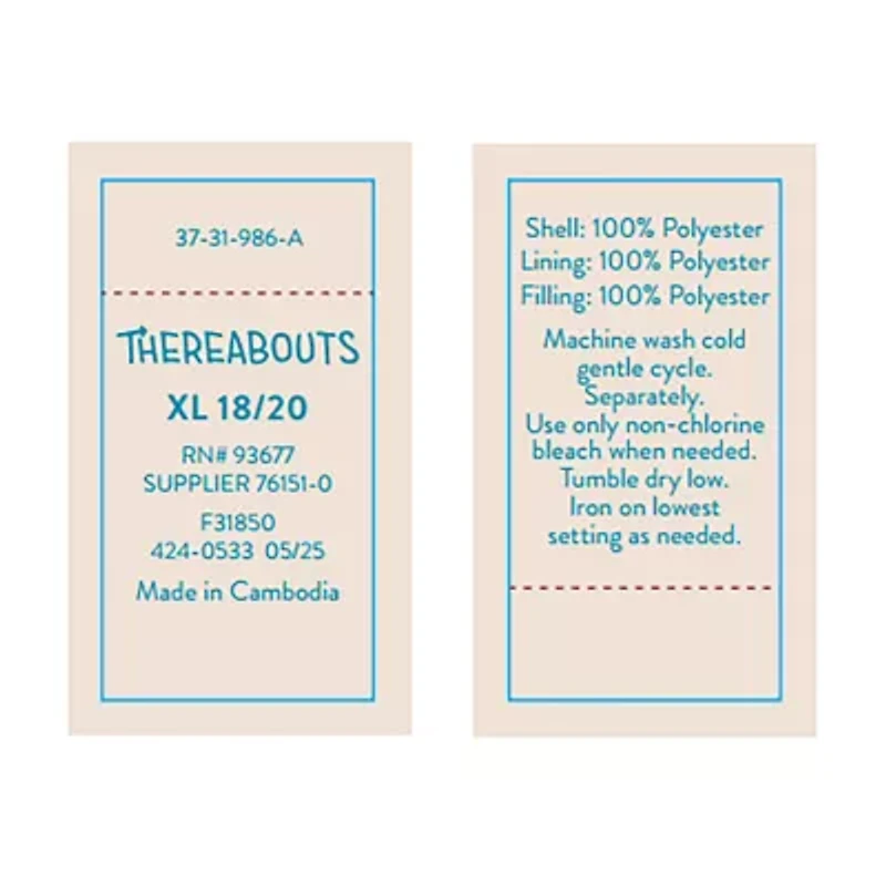 Thereabouts Little & Big Kid Boys Water Resistant Heavyweight Puffer Jacket