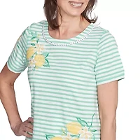 Alfred Dunner Rise And Shine Womens Crew Neck Short Sleeve T-Shirt