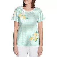Alfred Dunner Rise And Shine Womens Crew Neck Short Sleeve T-Shirt
