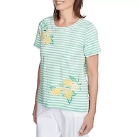 Alfred Dunner Rise And Shine Womens Crew Neck Short Sleeve T-Shirt