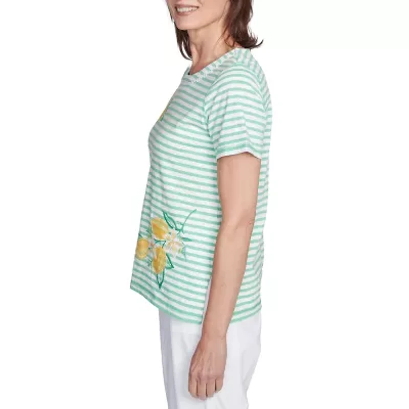 Alfred Dunner Rise And Shine Womens Crew Neck Short Sleeve T-Shirt