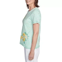 Alfred Dunner Rise And Shine Womens Crew Neck Short Sleeve T-Shirt