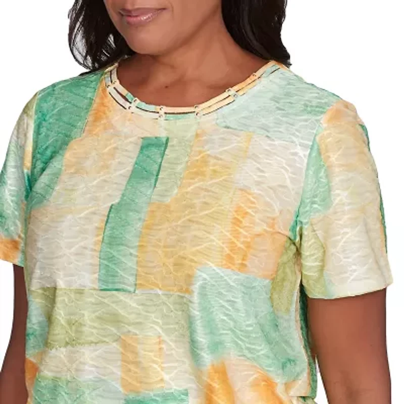 Alfred Dunner Rise And Shine Womens Crew Neck Short Sleeve T-Shirt