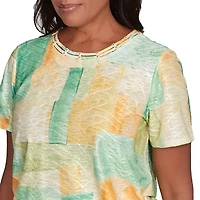 Alfred Dunner Rise And Shine Womens Crew Neck Short Sleeve T-Shirt
