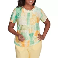 Alfred Dunner Rise And Shine Womens Crew Neck Short Sleeve T-Shirt