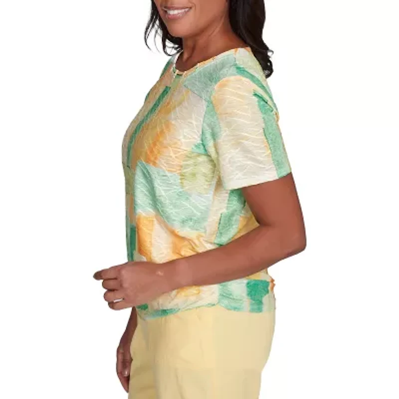Alfred Dunner Rise And Shine Womens Crew Neck Short Sleeve T-Shirt