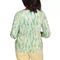 Alfred Dunner Rise And Shine Womens Crew Neck 3/4 Sleeve T-Shirt