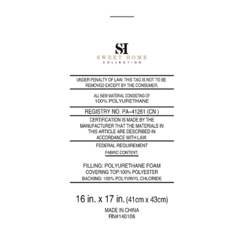 Sweet Home Collection™ Checkered Buffalo Check U Shaped Memory Foam 17" x 16" Chair Cushions