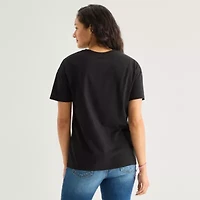 Womens Juniors Crew Neck Short Sleeve Loose Fit KPop Demon Hunters Graphic T-Shirt