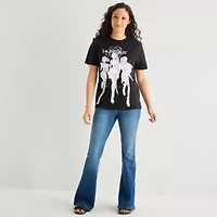 Womens Juniors Crew Neck Short Sleeve Loose Fit KPop Demon Hunters Graphic T-Shirt