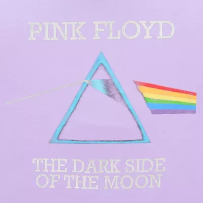 Womens Juniors Crew Neck Short Sleeve Oversized Pink Floyd Graphic T-Shirt