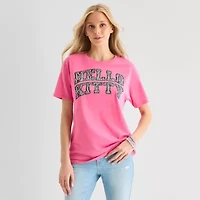 Hello Kitty Zebra Boyfriend Tee Womens Juniors Crew Neck Short Sleeve Loose Fit Graphic T-Shirt