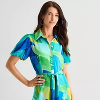 Studio 1 Womens Short Sleeve Puffed Maxi Dress