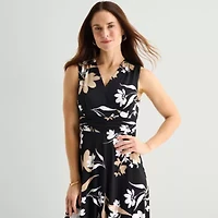 Studio 1 Womens V Neck Sleeveless Maxi Dress