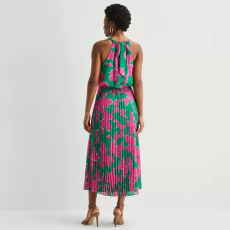 Sandra Darren Womens Sleeveless Floral Maxi Dress