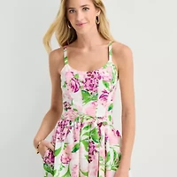 Robbie Bee Womens Sleeveless Floral Midi Fit + Flare Dress
