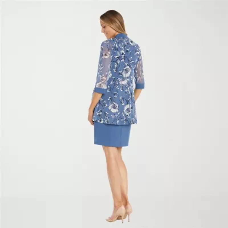 R & M Richards Womens Round Neck Sleeveless Jacket Dress