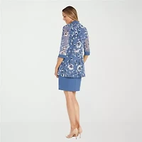 R & M Richards Womens Round Neck Sleeveless Jacket Dress
