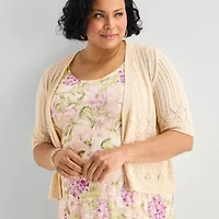 Robbie Bee Womens Plus Floral Midi Jacket Dress