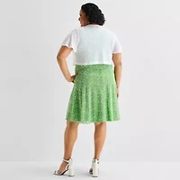 Perceptions Womens Plus Floral Jacket Dress