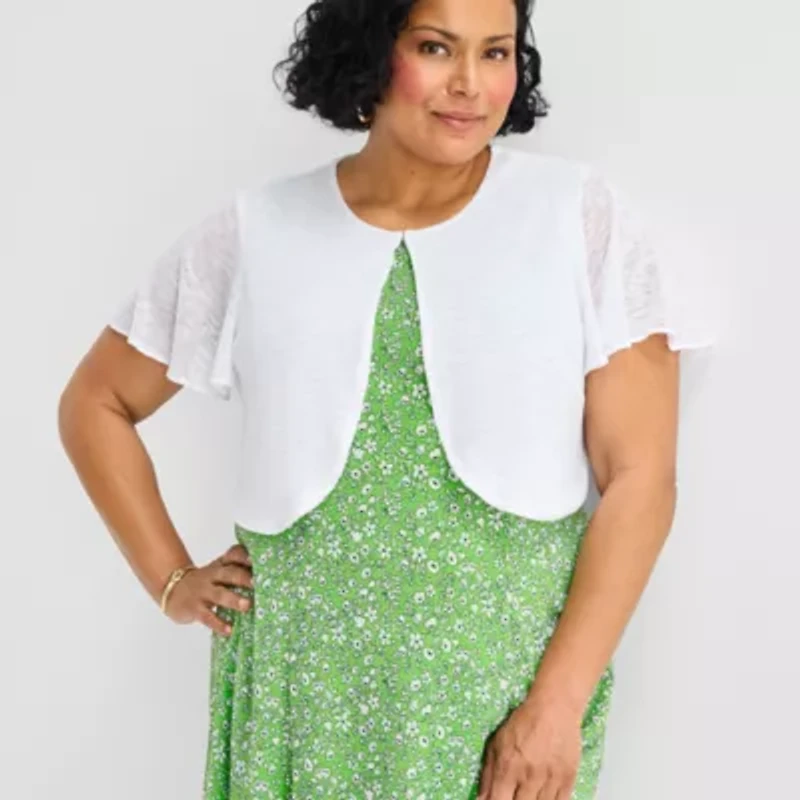 Perceptions Womens Plus Floral Jacket Dress