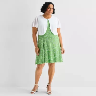 Perceptions Womens Plus Floral Jacket Dress