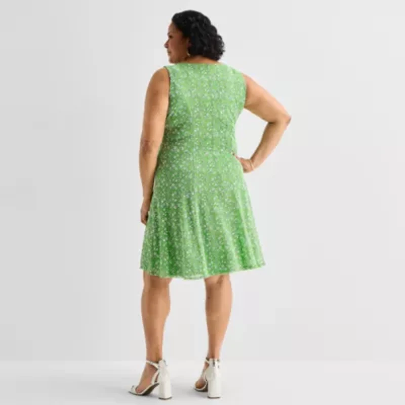 Perceptions Womens Plus Floral Jacket Dress