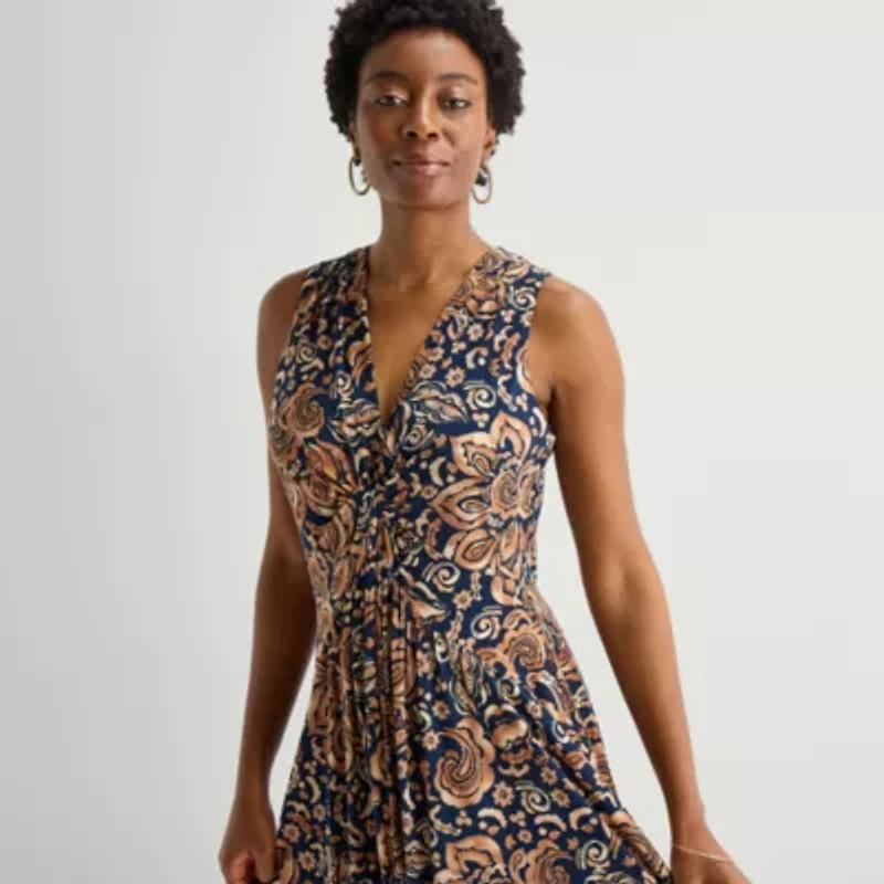Marc New York Womens V Neck Sleeveless Maxi Dress