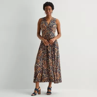 Marc New York Womens V Neck Sleeveless Maxi Dress