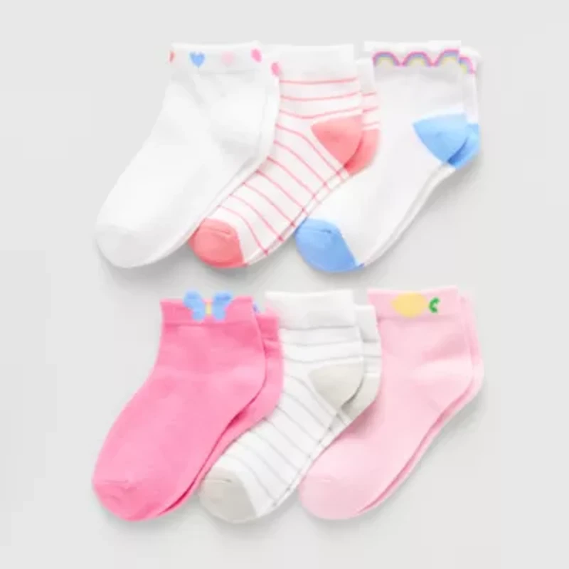 Okie Dokie Little & Big Kid Girls Quarter Ankle Socks