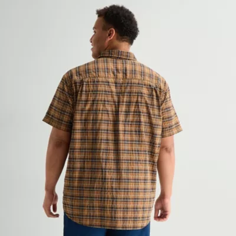 mutual weave Mens Short Sleeve Regular Fit Big and Tall Button-Down Shirt