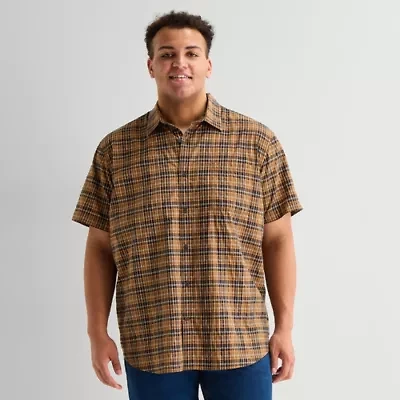 mutual weave Mens Short Sleeve Regular Fit Big and Tall Button-Down Shirt