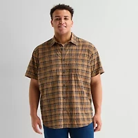 mutual weave Mens Short Sleeve Regular Fit Big and Tall Button-Down Shirt
