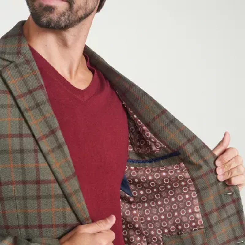 The Savile Row Co Mens Windowpane Modern Fit Sport Coat
